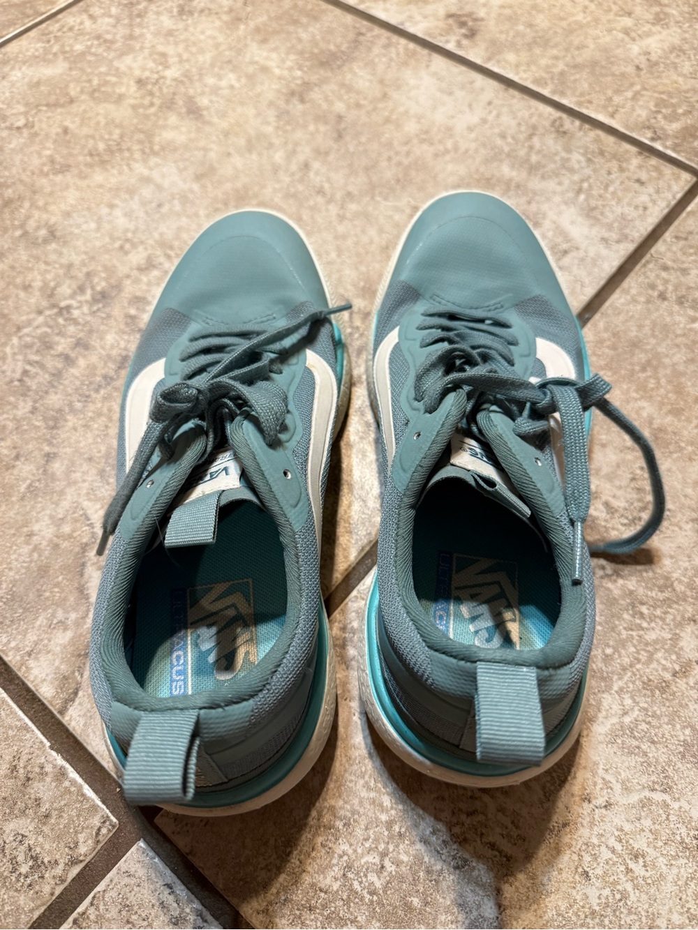 Vans Light Teal Low-Top Sneakers with White Accents Men 7.5/ Women 9